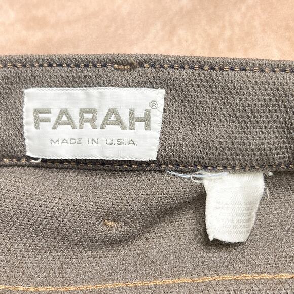 Vintage 70s Farah Tan Brown Polyester Formal Pants Slacks Retro Party Disco - Picture 4 of 7